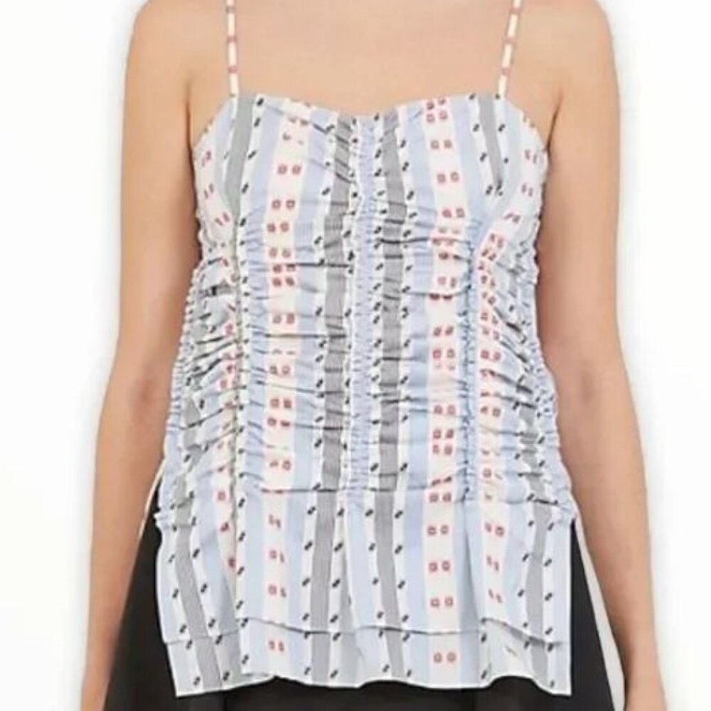 Carven Ruched High Low Tank Top